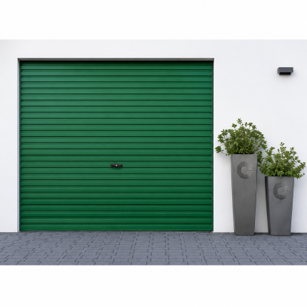 GARAGE DOOR 2.450 X 2.1M WOODGRAIN TRAFFIC GREEN